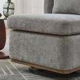 thumbnail image 3 of 25.2" Wide Modern Chenille Cushioned Armless Metal Base 360° Swivel Chair (Grey) - 1-Piece with Non-Slip Pads, 3 of 8