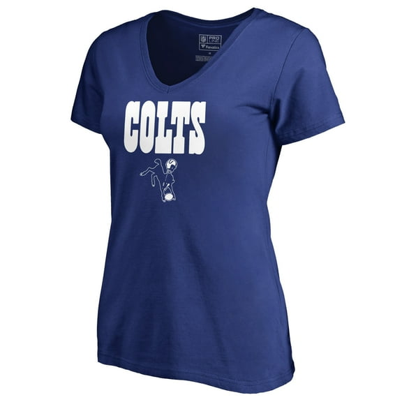 Women's Royal Indianapolis Colts Vintage Team Lockup V-Neck T-Shirt