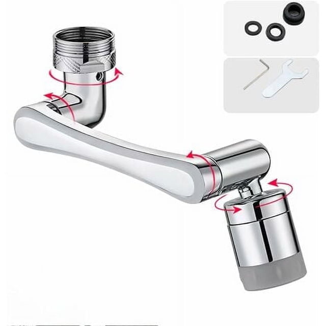 Robinet D'extension Multifunctionnel Rotatif À 1440 Degrés, Accessoire De Filtre Robinet, 1080°Mousseur Robinet Avec Deux Méthodes De Sortie D'eau Pour Cuisine Salle De Bain - Argent