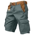 thumbnail image 2 of Nestiefly Mens Cargo Shorts Elastic Waist Cotton Shorts Relaxed Fit Casual Summer Hiking Shorts with Multi Pockets Green L, 2 of 5