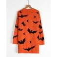 thumbnail image 5 of Halloween Sweaters for Women V Neck Open Front Button Down Cardigan Bat Printed Long Sleeve Mid Length Cardigans Alsol Lamesa, 5 of 6