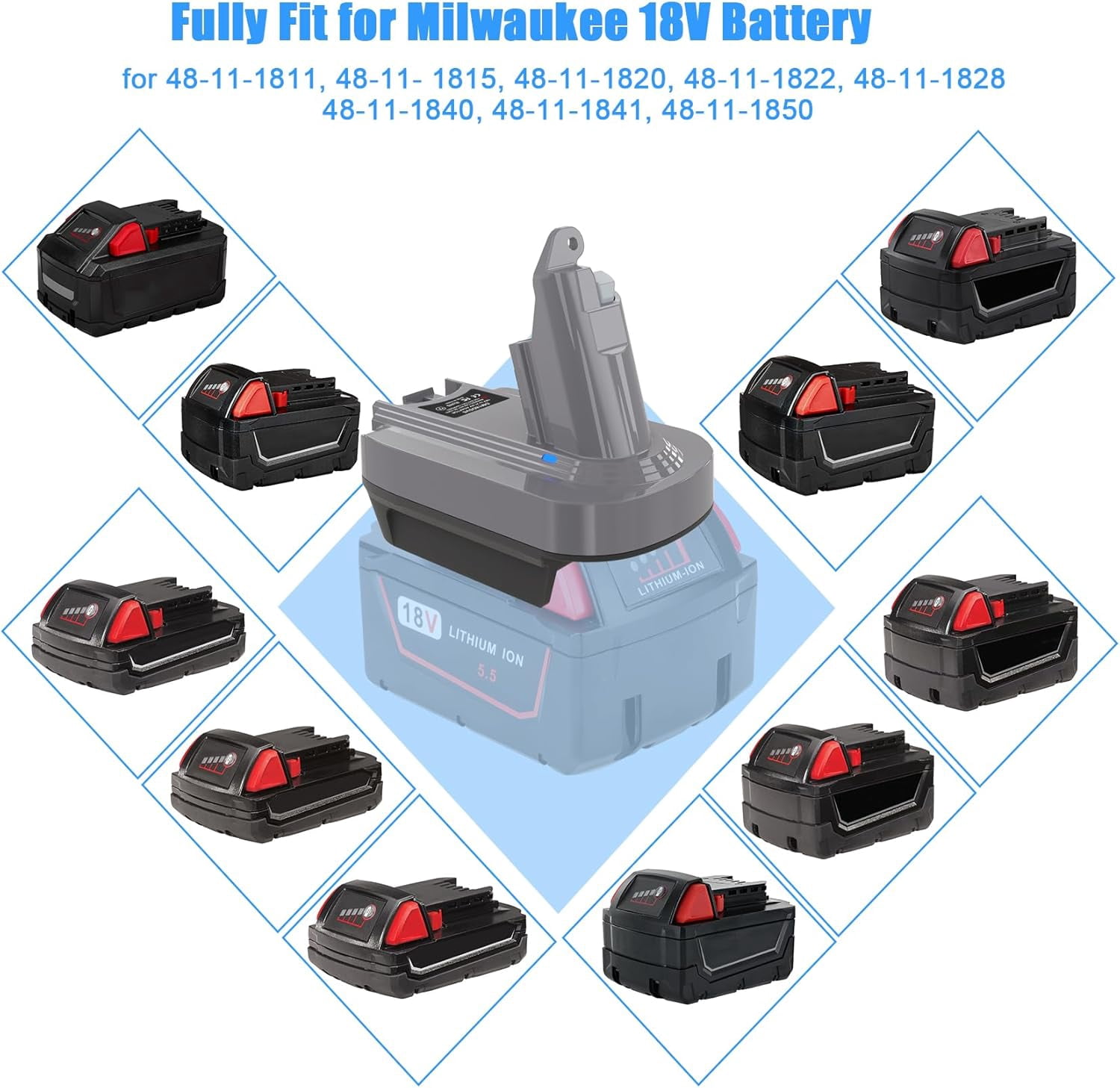 3-in-1 V6 V7 V8 Adapter for De*walt 20V Mil*wau-kee 18V Battery Convert to Replace for Dy*son V6 V7 V8 Battery, Converter Work with V7 Fluffy Absolute Animal SV11 V8 SV10 Battery