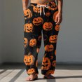 thumbnail image 2 of Aimik Hanes Halloween Christmas Pajamas Men Cute Print Wide Leg Lounge Pants Casual Comfy Loose Drawstring Jogger High Waisted Palazzo-White L, 2 of 5