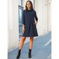 thumbnail image 2 of DARING DIVA Women's Knit Dress Turtleneck Pullover Sweater Mini Dress S Dark Blue, 2 of 8