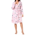 thumbnail image 2 of INSPIRE CHIC Women's Fleece Robe with Hood Cute Heart & Bow Pattern Fluffy Long Sleeve Spa Bathrobe Lightweight Sleepwear S Pink Heart, 2 of 6