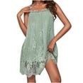 thumbnail image 2 of Elainilye Fashion Sexy Pajama Set for Women Plain Print Suspender Dress Pajamas Home Clothing Lace Sexy Nightgown Sleepwear,Green, 2 of 7