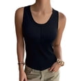 thumbnail image 2 of Xdegoge Tank Top with Built in Bra for Women Padded Seamless No Underwire Stretch Longline Bras Basic Slim Fit Ribbed Wireless Gym Running Brassiere, 2 of 6