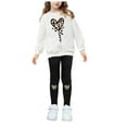 thumbnail image 4 of XZNPDUCQ 9-10 Years Toddler Big Girls Pants Clothing Set 2pcs top and Pants Sweatshirt + Joggers Pants Set Leisure Fall Winter Outfits Set A302-White, 4 of 4