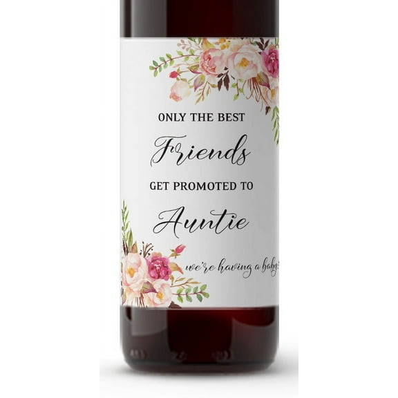 FRIENDS Pregnancy Announcement Wine Labels ● SET of 4 ● Only the Best FRIENDS Get Promoted to AUNTIE Labels, Aunties, Pregnancy Reveal Wine Bottle Label WATERPROOF A710-4F1