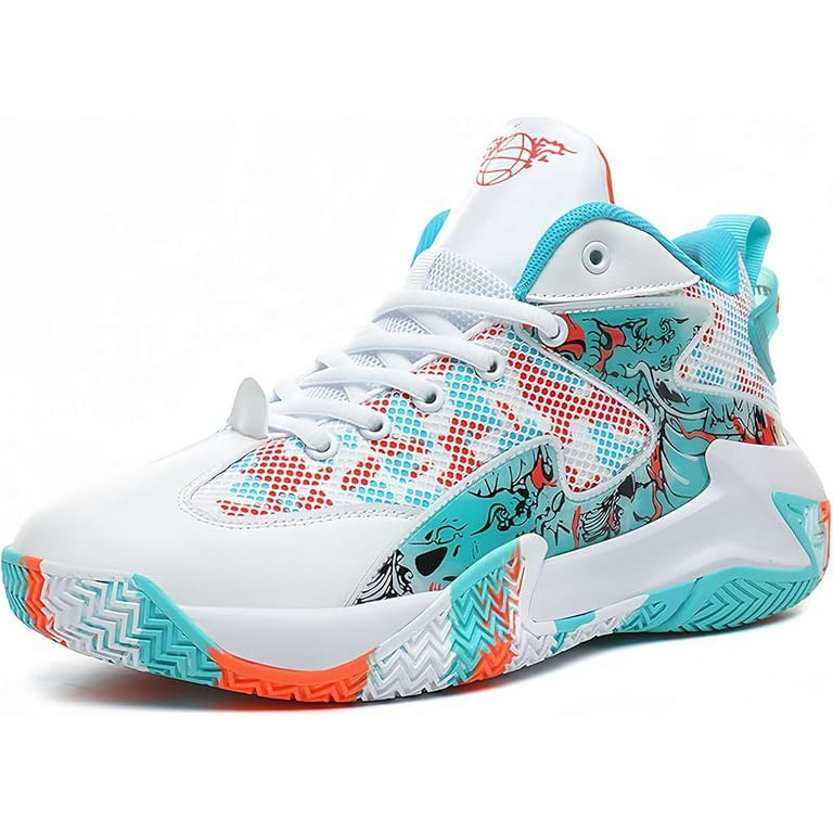 Qiucdzi mens basketball shoes non slip breathable Outdoor sneakers fashion graffiti sports training shoes for running walking