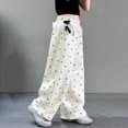 thumbnail image 6 of CPNG Girls Sweatpants Sweet Bow Print Elastic High Waist Wide Leg Baggy Pants with Lace Trim Loose Street Style Casual Pants, 6 of 8