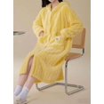 thumbnail image 4 of Womens Mustard Yellow Plush Hooded Bathrobe, Warm Thermal Lined Long, 4 of 6