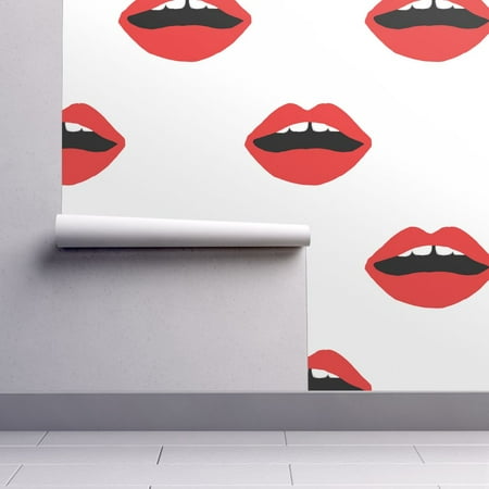 Beauty Wallpaper - Wallpaper Roll or Sample: Lips Red Lips Lipstick Red Lipstick Makeup Beauty