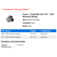 thumbnail image 2 of Starter - Compatible with 1997 - 2002 Mitsubishi Mirage 1998 1999 2000 2001, 2 of 2