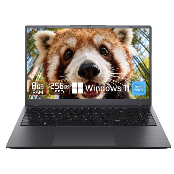 HYYUO Laptop Computer, 15.6inch FHD Display 8GB RAM 256GB SSD, Intel 6500Y 2 Cores, Office 2024 Windows 11, Type-C PD Dual 4K Output for Work Study