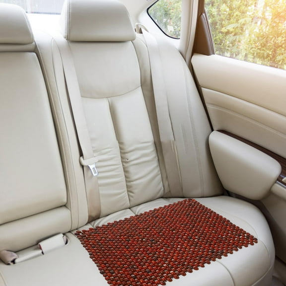 OUNONA  Wooden Bead Cool Pad Ventilated Seat Cushion Natural for Car Office