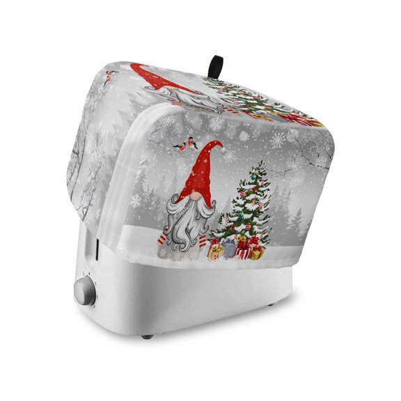 Fsddascl Grey Red Christmas Small Toaster Cover 2 Slice, Kitchen Appliance Covers, Gnomes Xmas Tree Snowflake Winter Gifts Toaster Oven Cover with Loop, Bread Machine Cover Dust Cover Protection