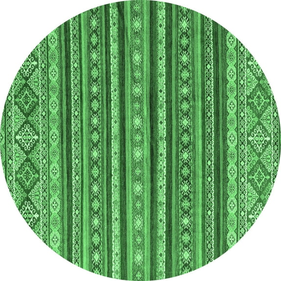 Ahgly Company Indoor Round Oriental Emerald Green Modern Area Rugs, 5' Round