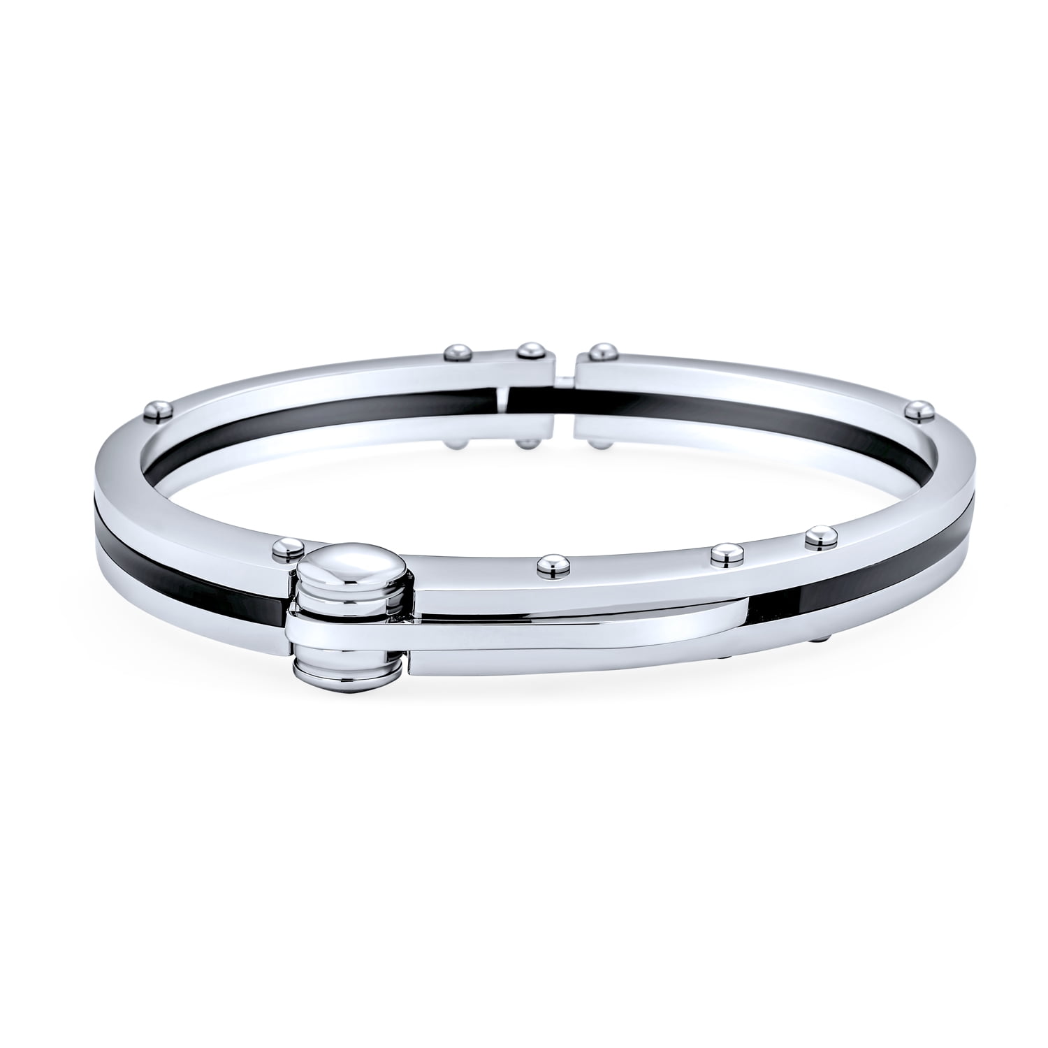 Mens Stainless Steel Bracelet Link Wrist Handcuffs Polished Silver 