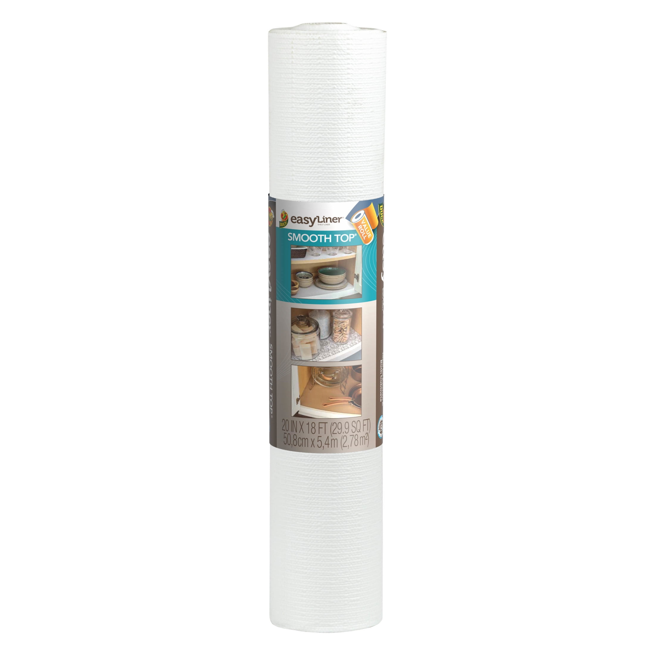 (4 pack) Smooth Top EasyLiner Shelf Liner, White 20" x 18' Roll