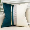 thumbnail image 1 of 1 pc White Gold Striped Velvet Pillowcase (Turquoise, 18 x 18 inches), 1 of 5