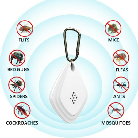 USB Rechargeable Ultrasonic Outdoor Mosquito Repellent Bug Zapper  Portable Pest Killer For Camping  Hunting  Mountaineering  Running  Hiking (White)