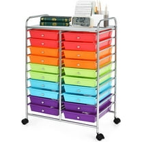 Rolling Cart with 20 Drawers, 20 Tiers Multicolor Trolley, Drawer Bin Carts with 2 Lockable Wheels, Adjustable File & Debris Organizer Cart, Rolling Storage Cart for Office, School, Home