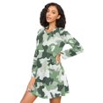 thumbnail image 3 of FORMRS Womens Long Sleeve Nightgowns Crew Neck Sleep Shirt Soft Pajamas Sizes S-3XL, Army Green Camouflage Pattern, 3 of 8