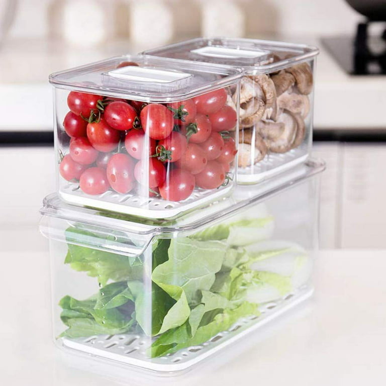 Sanno Fridge Food Storage Containers Produce Saver FreshWorks Produce - Stackable Refrigerator Kitchen Organizer Keeper, Food Storage Container Bin