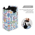 thumbnail image 3 of Yayeee Freestanding Laundry Hamper with Handle Collapsible Large Storage Basket for Clothes, Blue Retro Pattern, 3 of 7