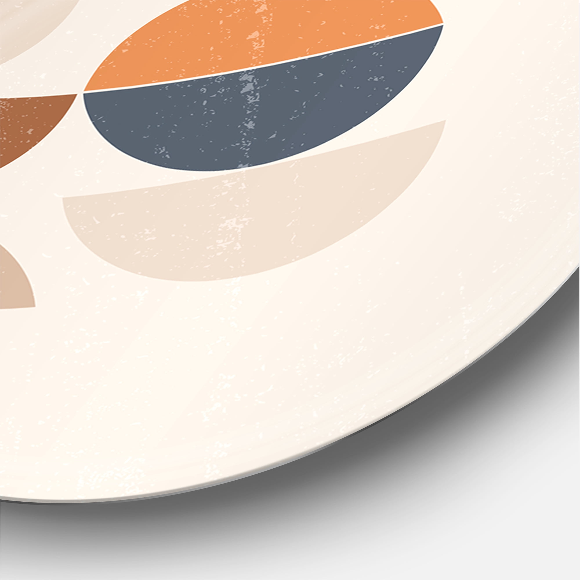 Designart 'Abstract Moon and Sun In Orange and Blue' Modern Circle Metal Wall Art 11x11 - Disc of 11