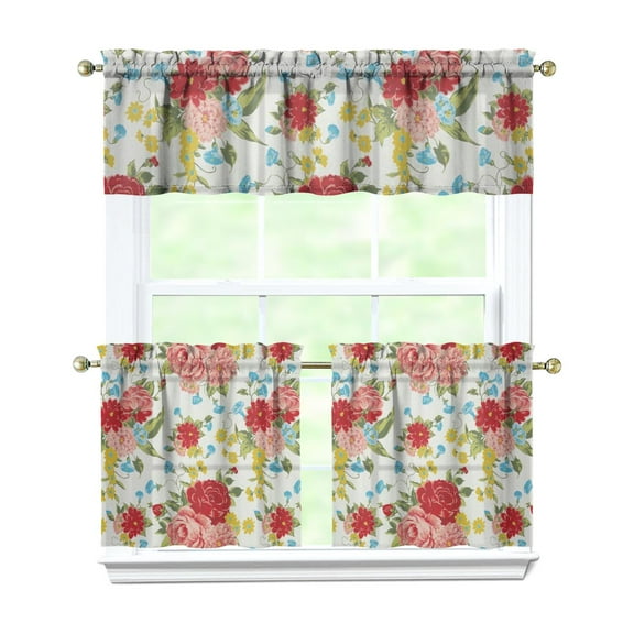 Kitchen Window Curtains over Sink Pioneer 24 Inch 3 Pieces Set Small Window Cafe Curtains for Home Decor Rod Pocket Tier Drapes