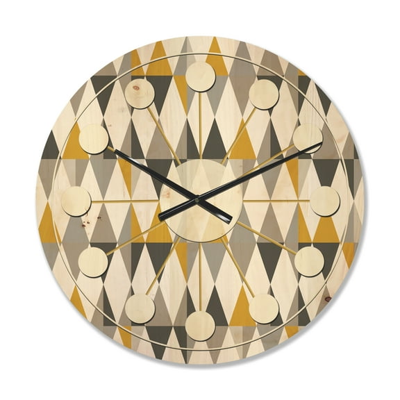 Designart 'Diamond Retro Pattern VIII' Mid-Century Modern Wood Wall Clock