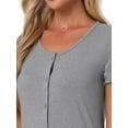 thumbnail image 5 of INSPIRE CHIC Women's Nightgown Sleep Dress Short Sleeve Button Down Solid Crewneck Night Dress M Grey, 5 of 6