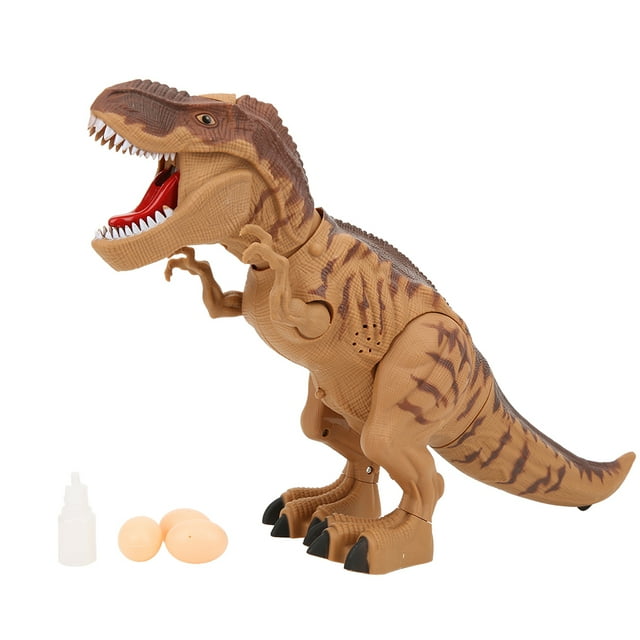 Figuras de dinosaurio eléctrico con música inteligente, luz, aerosol para caminar, modelo de animales, regalo novedoso para niños, juguetes marrones
