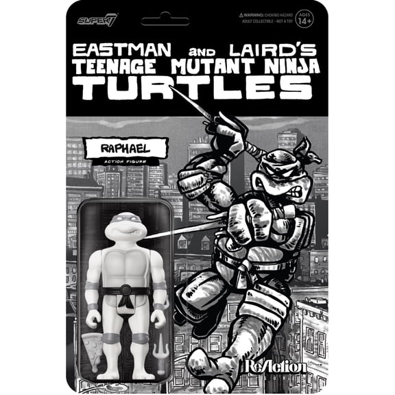 Super7 - Teenage Mutant Ninja Turtles - Reaction Wv9 - Raphael (Comic Greyscale)