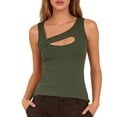 thumbnail image 2 of Women's Cutout Sleeveless Sexy Basic Tank Top Army Green L, 2 of 4