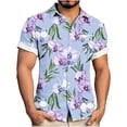 thumbnail image 7 of Ceisia Men's Orchid Flower Print Hawaiian Shirt Short Sleeve Button Down Casual Summer Top Light Blue L Gifts for Father, 7 of 7