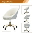 thumbnail image 4 of Velvet Home Office Chair Tina's Home Swivel Accent Chair Adult Makeup Chair Metal Leg Bedroom, Ivory, 4 of 6