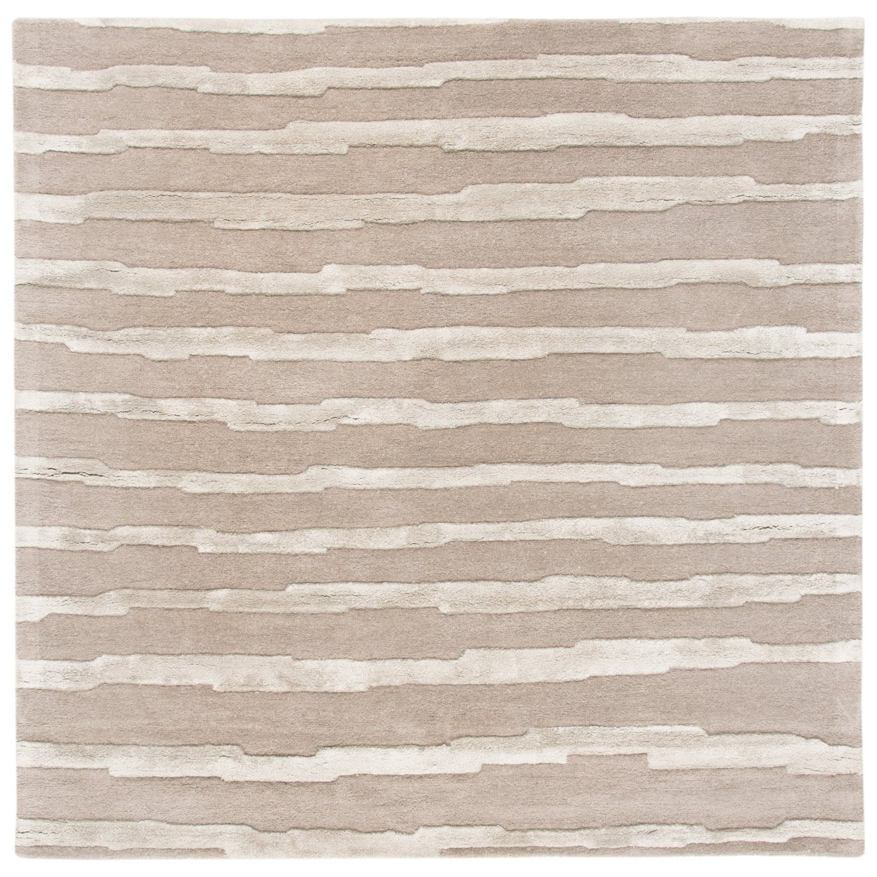 SAFAVIEH Soho Alec Striped Wool Area Rug, Grey, 8' x 8' Square