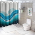 thumbnail image 7 of Orinice  Blue Ombre Shower Curtain Set, Abstract Ocean Shower Curtain, Light Blue Striped Standard Shower Curtain for Modern Bathroom Decor, Aqua Beach Waves Fabric Shower Curtain,  60x72, 7 of 7