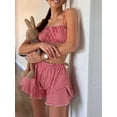 thumbnail image 3 of Women'S Summer Short Set 2 Piece Plaid Crop Camisole Bra Bloomer Shorts Festival Rave Outfits Red XXL, 3 of 6