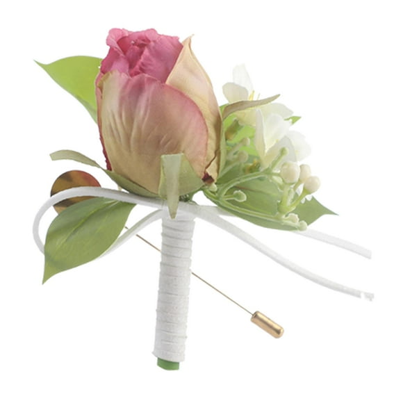 Hombres de boda boutonniere broche pin romántico artificial rosa flor boutonniere decoración de traje para novios novios