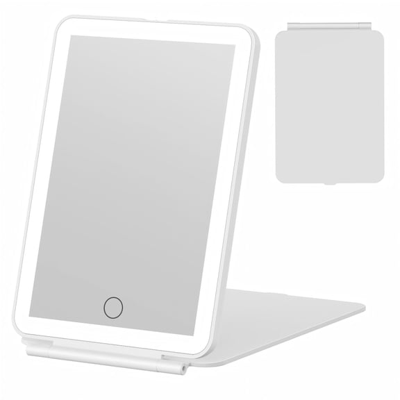 FUNTOUCH Lighted Travel Mirror, 3 Color Makeup Mirror, Portable Vanity Mirror, Rechargeable Folding Cosmetic Mirror