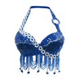 thumbnail image 3 of Moda para mujer Halter Top Lentejuelas con Flecos acolchado Ropa de danza del vientre , Yinane Sujetador de traje de baile, 3 of 8
