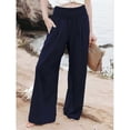 thumbnail image 4 of Women Linen Palazzo Pants Navy Blue S, 4 of 4