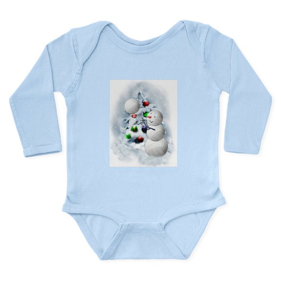 CafePress - Volleyball Snowman Xmas Body Suit - Long Sleeve Cotton Baby Bodysuit