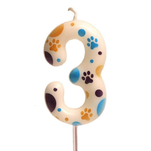 HONCLL Birthday Candle Birthday Cake Toppers Decorations Blue Dog Paws Themed Print Birthday Party Supplies