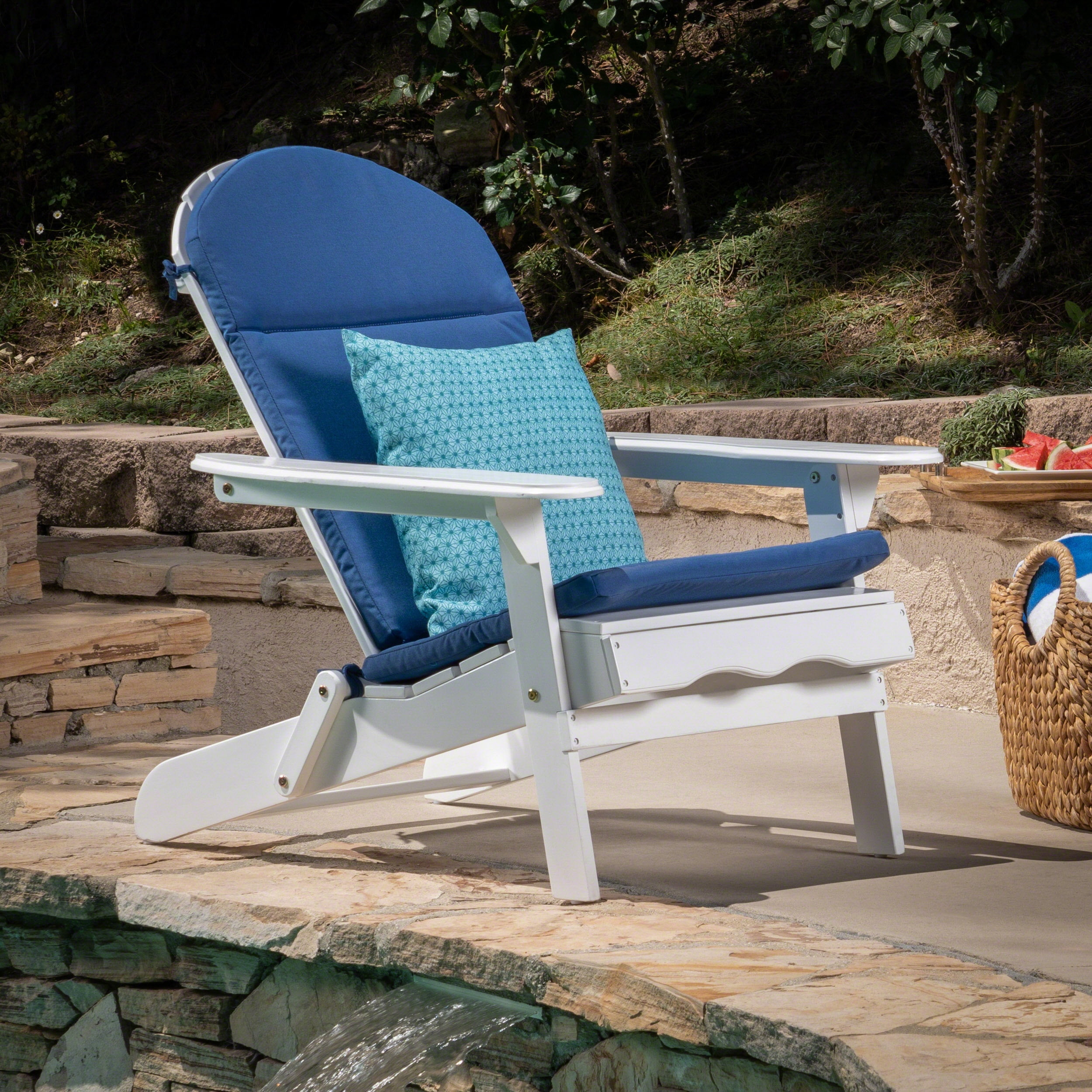 GDF Studio Cartagena Outdoor Water Resistant Fabric Adirondack Chair Cushion, Navy Blue