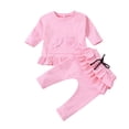 thumbnail image 1 of Ropa Para Niñas Pequeñas, Atuendo Para Niños Pequeños, Bolsillo De Encaje Para Niños, Blusas Con Lazo Sólido, Pantalones Con Volantes, Conjunto De Trajes Rosa Odeerbi LM103-783, 1 of 9